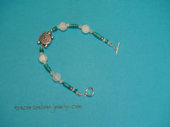 Bracelet: Sterling Silver Turtle Charm Turquoise and Quartz