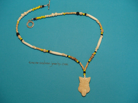 Necklace: Carved Bone Tiki Pendant