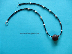 Black and White Agate Sea Bean Necklace