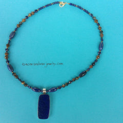 Lapis and pietersite necklace