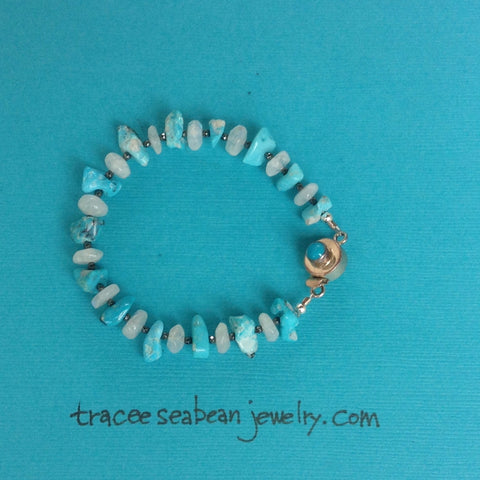 Sleeping beauty turquoise with moonstone bracelet